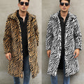 Men's Square Collar Imitation Fur Long Coat Overcoat