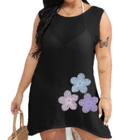 Lace Embroidery Sequin Flower Patchwork Sexy Backless Blouse Women