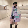 Hooded Loose Fashionable Jacket Contrast Color Thickening