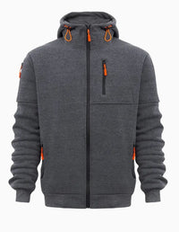 Men's Sweater Hoodie Zipper Multi-pocket Embroidery Badge