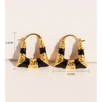 European And American Niche Retro Black Enamel Trapezoid Ear Clips