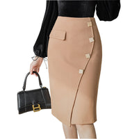 Contrast Color Curved Retro OL Elegant Hip Wrapping Skirt
