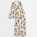Fashionable Long-sleeve Printed Lapel Loungewear Pajamas