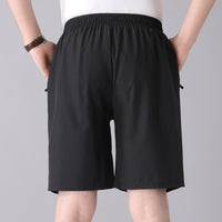 Solid Color Black Loose High Waist Comfort Breathable Middle-aged Breeches