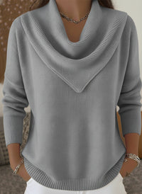 Womens Solid-color Long-sleeve Sweater Top