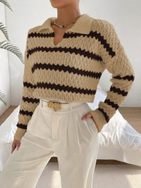 Autumn And Winter Classic Striped Loose Casual Sweater Top