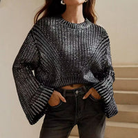 Fall New Round Neck Loose High Sense Slimming Sweater Women's