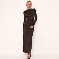 Womens Fashionable Defined-Waist Pleated Dress