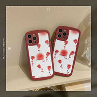 Simple Wine Red Rose Phone Case With Leather