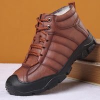 Warm Men's Outdoor Mountaineering Plush Leather Shoes