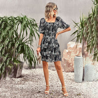 French Square Collar Cake Fashion Vacation Fashion Vacation Holiday Short Dress