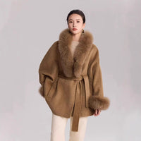 Autumn And Winter Temperament Real Fox Fur Double-sided Wool Coat Woolen Coat