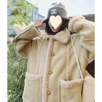 Fur-integrated Lamb Wool Coat For Women Winter