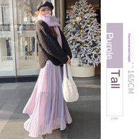 Womens Purple High-Waisted Flowy Fluffy Knit Skirt