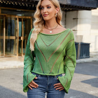 Hollow Loose Round-neck Long-sleeved Pullover