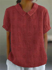 Lapel Loose Casual 3D Printed Pullover T-shirt