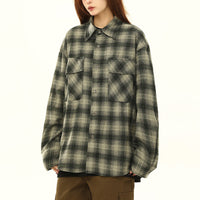Womens Retro Ombre Lazy-Style Sophisticated Plaid Blouse