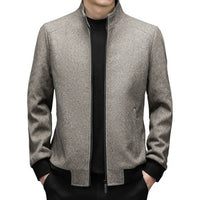 Mock Neck Zipper Casual Men's Warm Jacket