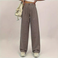 High-waisted Plaid-print Straight-leg Pants