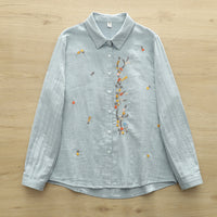 Retro Chinese-style Embroidered Cotton Shirt