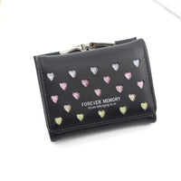 Womens Three-Fold Wallet With Hollowed-Out Heart Design