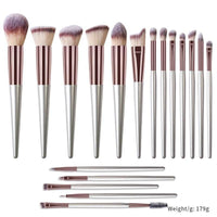 18 Champagne Makeup Brushes Suit High Quality Solid Wood Handle Beauty Tools