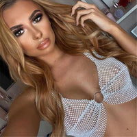 Net Red Elastic  Diamond Suspender Bra Women