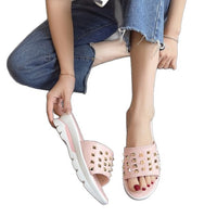 Cross-border Plus-size Rivet Leather Slippers Women's Shoes