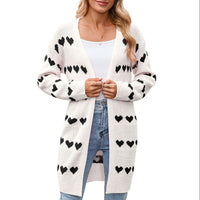 Women's Heart-shaped Jacquard Cardigan Coat Sweater
