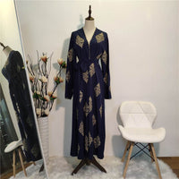 Gold Line Positioning Machine Embroidery Cardigan Dubai Robe