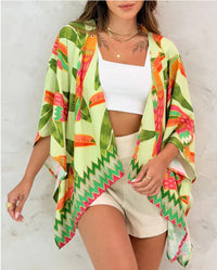 Loose-fitting Casual Womens Printed Cardigan Top