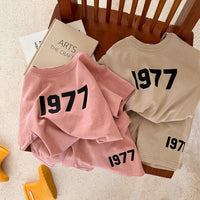 Children's Cotton Suit Summer New Boys And Girls Printed Short-sleeved T-shirt Baby Shorts Two-piece Set