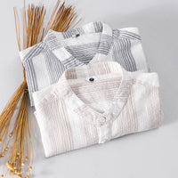 Cotton Breathable Casual Short Sleeve Simple Striped T-shirt