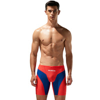 New Fashion Men's Low Waist Long Boxer Swimming Trunks