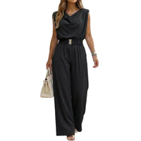 Women's Casual Off-Shoulder Solid Color Jumpsuit