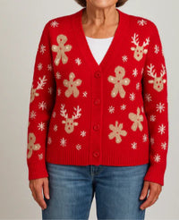 Womens Printed Drop-Shoulder Cardigan Sweater