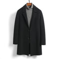 Male Solid Color Worsted Wool Mid-length Slim-fit Coat