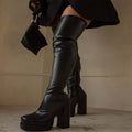 European And American New Square Head Platform Thick Heel Over The Knee Fashion