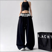 Solid-color Loose-fit Lace Drawstring Casual Korean-style Draping Sporty Laid-back Style
