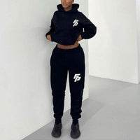 Long Sleeve Hooded Sweatshirt With Jogger Pants Two-Piece Set