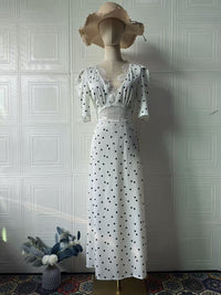 Retro Short-Sleeve Polka-Dot Lace Dress