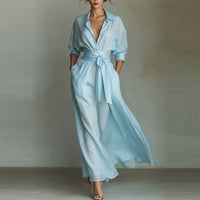 Elegant Retro Casual Fitted Waist And Slimming Pleated Dress