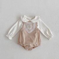 Collar Bottom Shirt Lace Love Strap Pants