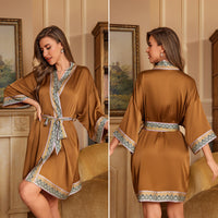 Luxury Three-quarter-sleeve Cooling Nightgown Loungewear For Women