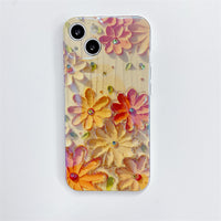 Yellow Oil Painting Flowers Phone Case Rhinestone Epoxy