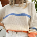 Autumn New Round Neck Loose Leisure All-matching Multicolor Sweater
