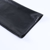 Black Printed High-waisted Abdomen-hip Wide-leg Leather Pants