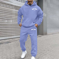 Mens Fleece-Lined Hooded Printed Sweatshirt And Hoodie Set