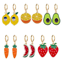 Womens Alloy Fruit Earrings Lemon AvocadoStrawberry