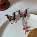 Ankela Red Butterfly Tassel Earrings For Women